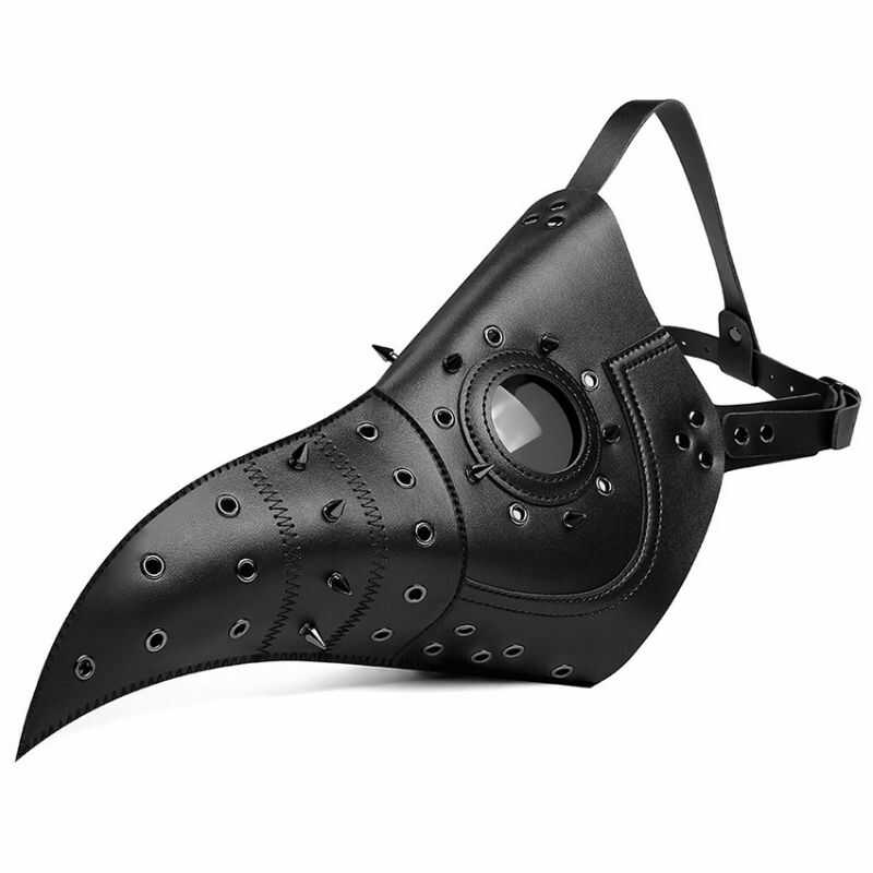Masque Halloween Oiseau De Peste - Noir, Cuir PU, Pour Déguisement, Carnaval, Fête Costumée, Hommes Et Femmes