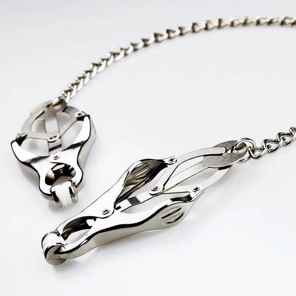 Pinces à Tétons Japonaises Avec Chaîne Noire - Marque OHMAMA FETISH, Neuf, Accessoire BDSM/fétichisme