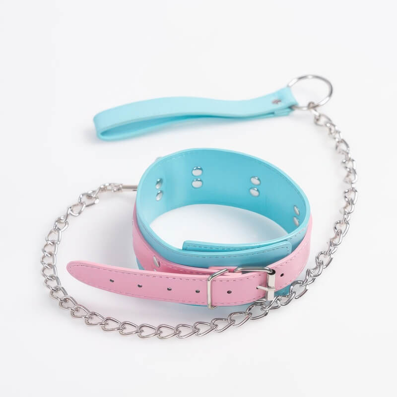 Collier BDSM Rose/Bleu