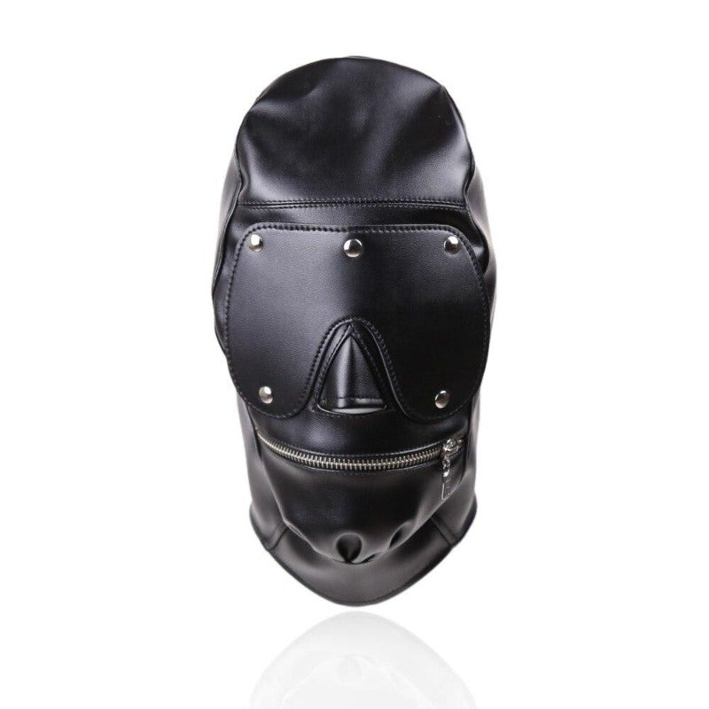 Cagoule BDSM En Simili Cuir Avec Masque Amovible Fetish Tentation - Neuf - Unisexe
