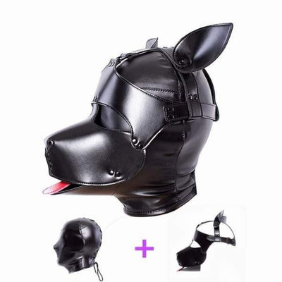 ❤ Cagoules SM - Cagoule bdsm masque de chien noir et rouge
